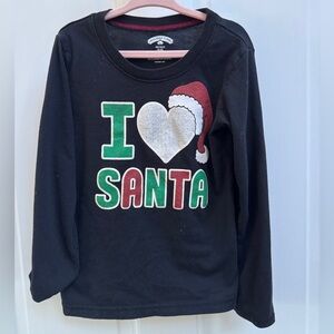 Holiday Time Girls Size 4-5 Long Sleeve Shirt Top I Love Santa Christmas Holiday
